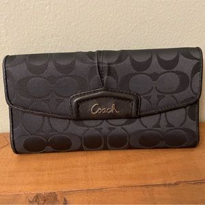 Coach signature fabric trifold wallet